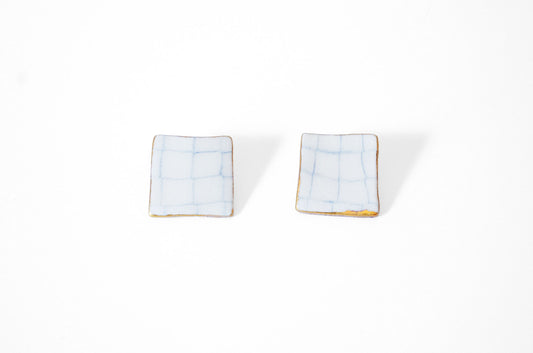 Gold-Plated Nerikomi Porcelain Square Earrings