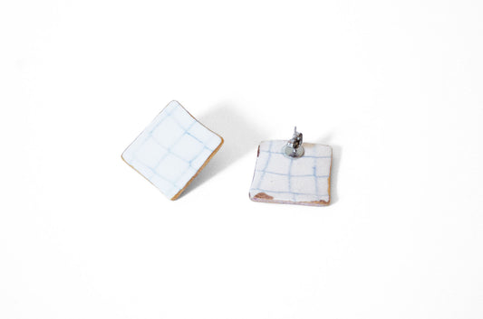 Gold-Plated Nerikomi Porcelain Square Earrings