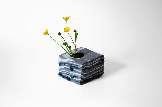 Nerikomi Ceramic Vase –  Square Stone Form