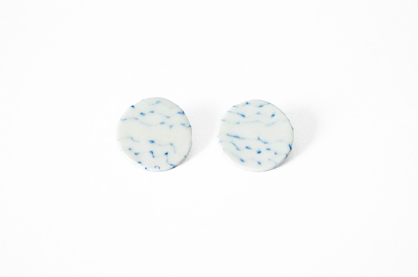 Large Blue Wave Nerikomi Porcelain Earrings