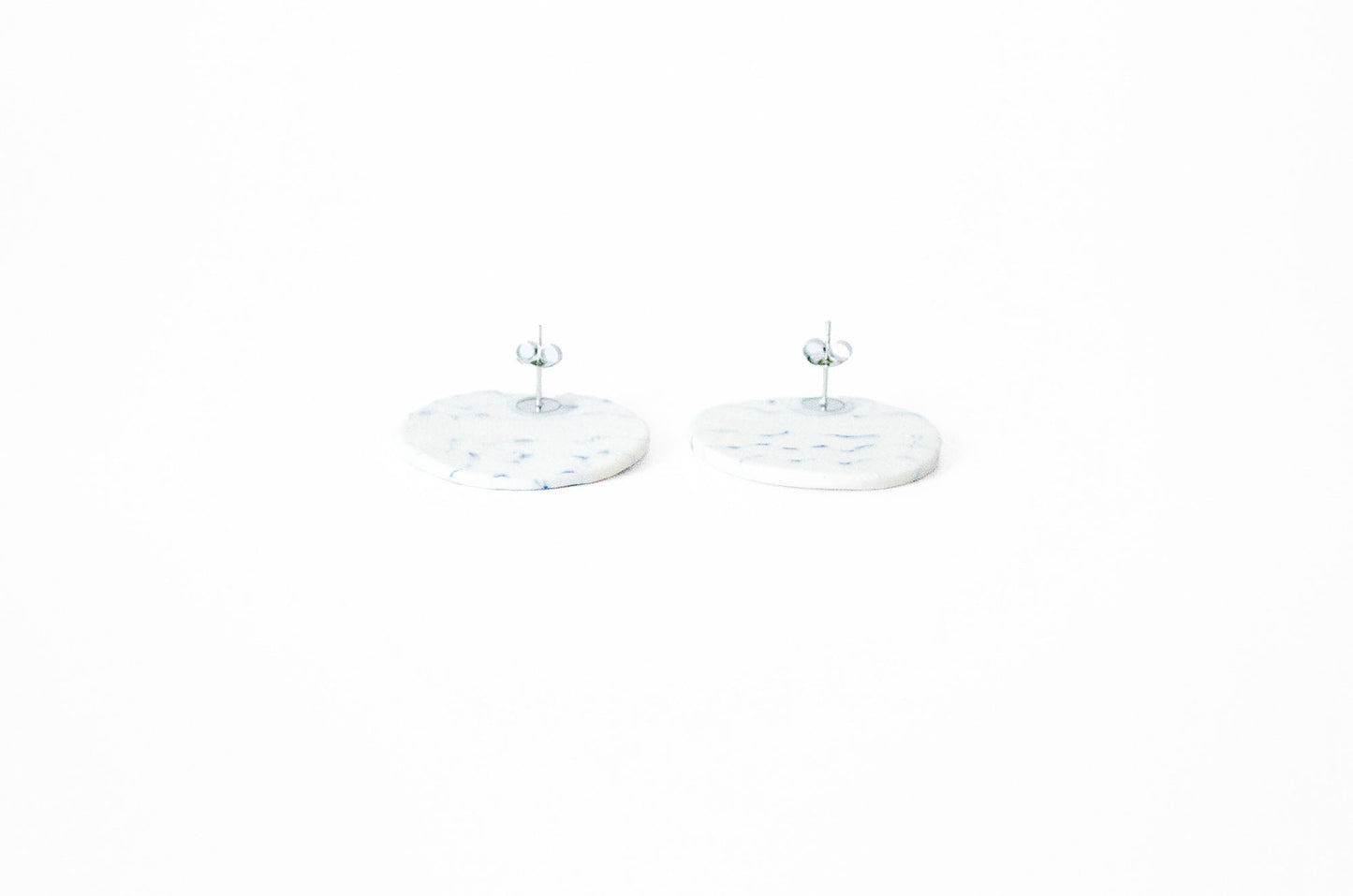 Large Blue Wave Nerikomi Porcelain Earrings