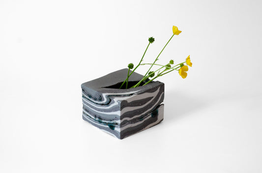 Nerikomi Ceramic Vase –  Square Stone Form