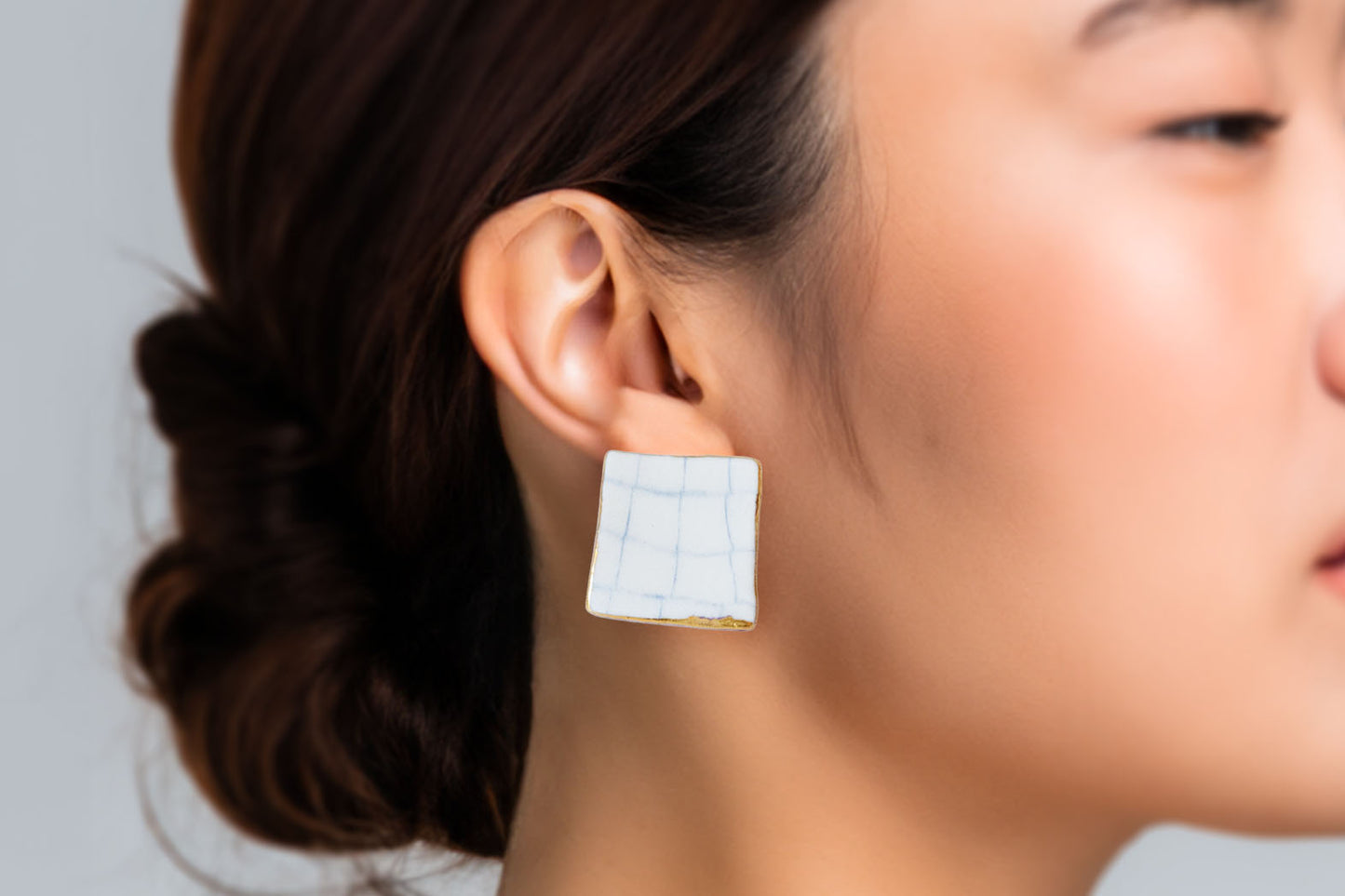 Gold-Plated Nerikomi Porcelain Square Earrings