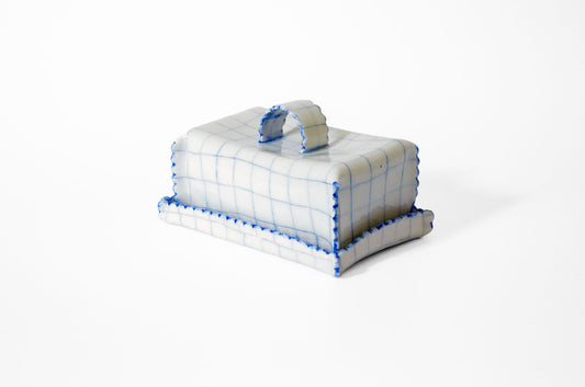 Nerikomi Check Pattern Butter Dish with Lid