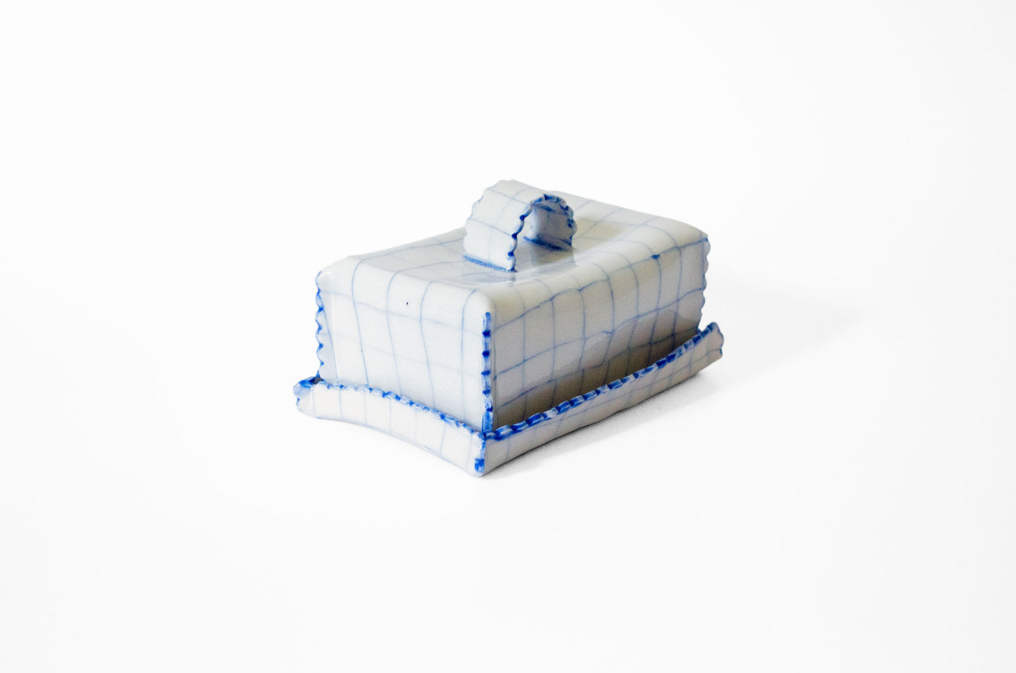 Nerikomi Check Pattern Butter Dish with Lid