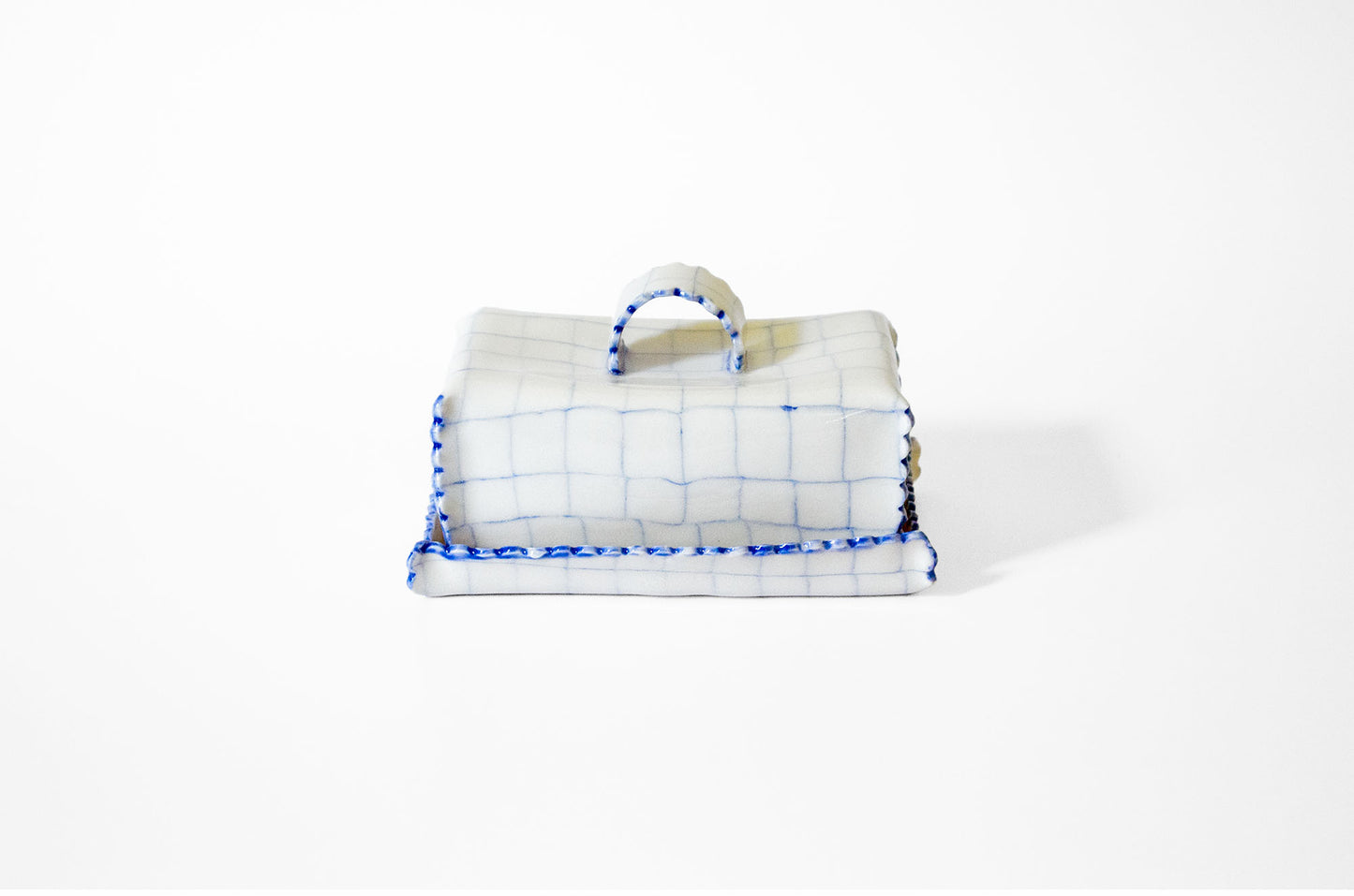 Nerikomi Check Pattern Butter Dish with Lid