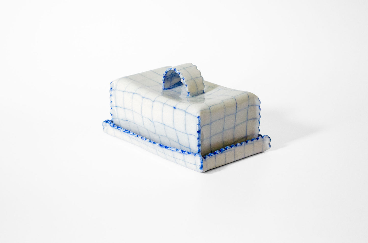 Nerikomi Check Pattern Butter Dish with Lid