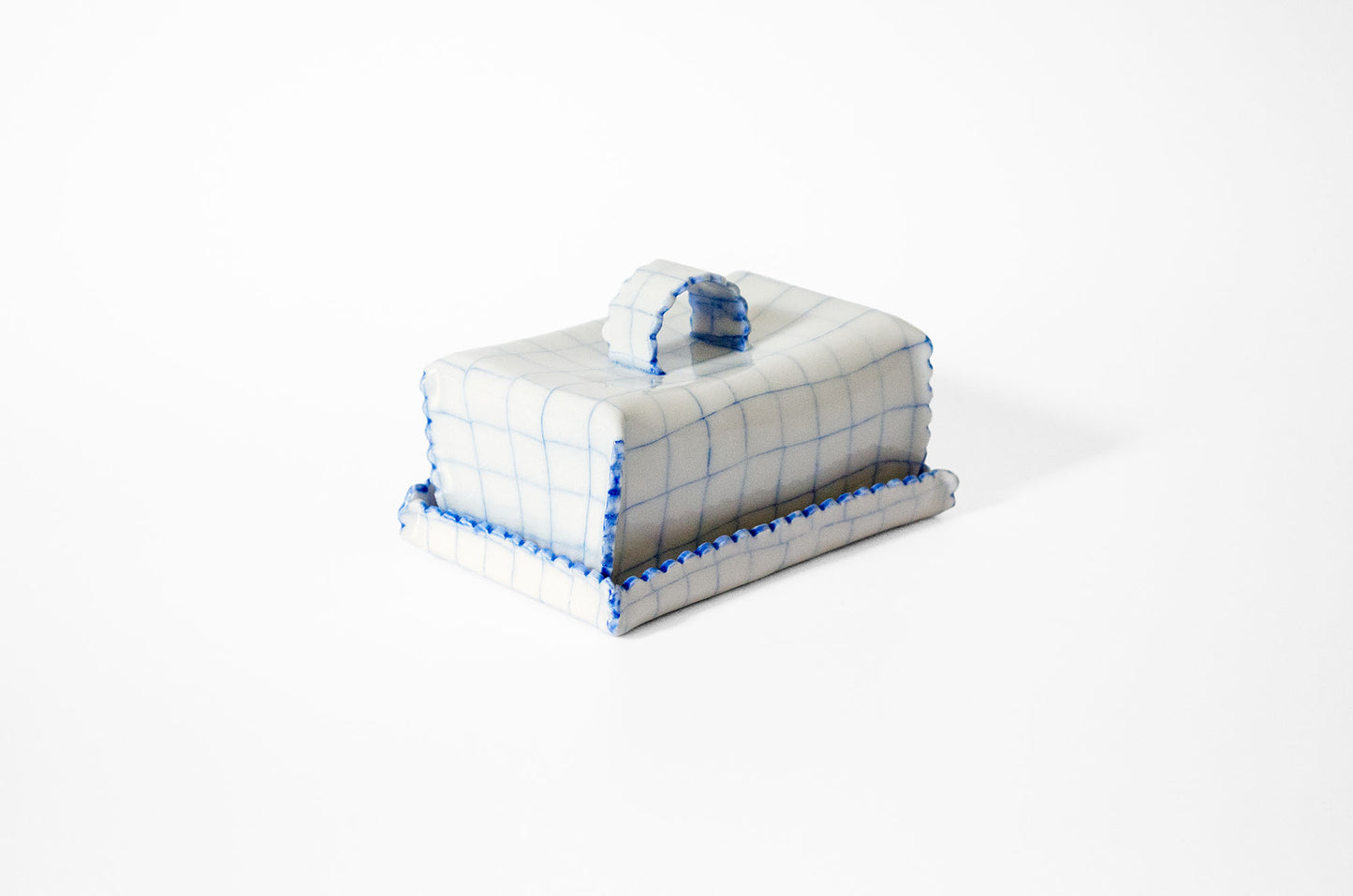 Nerikomi Check Pattern Butter Dish with Lid