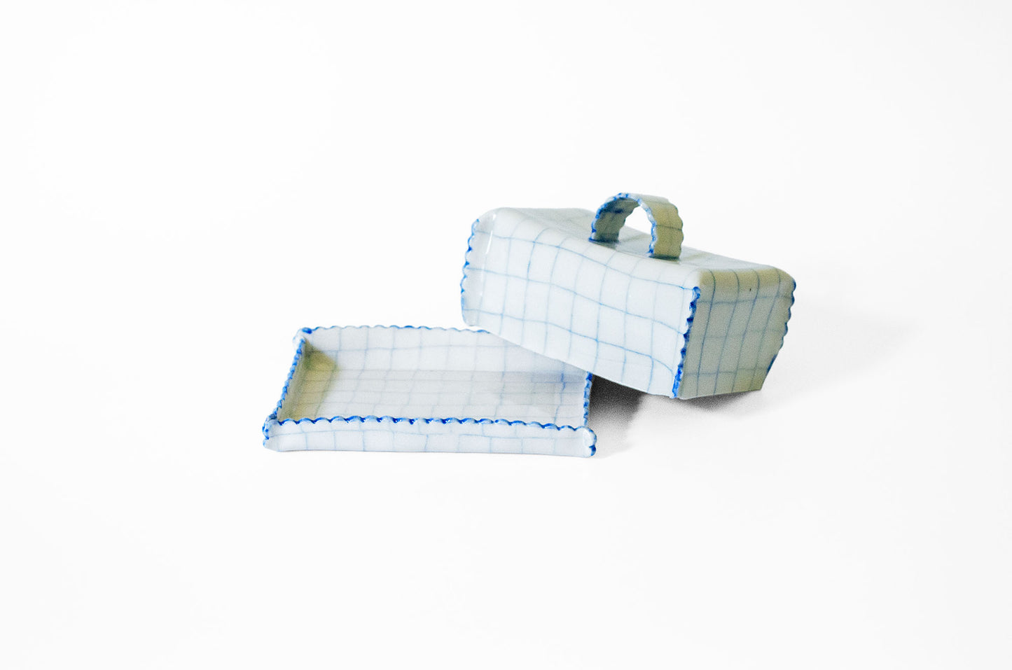 Nerikomi Check Pattern Butter Dish with Lid