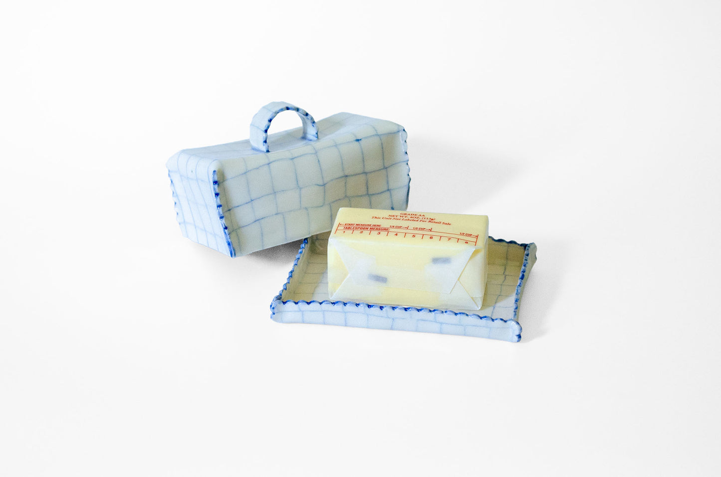 Nerikomi Check Pattern Butter Dish with Lid