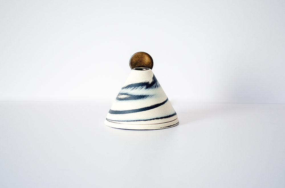 Incense holder with rusty moon on mountain