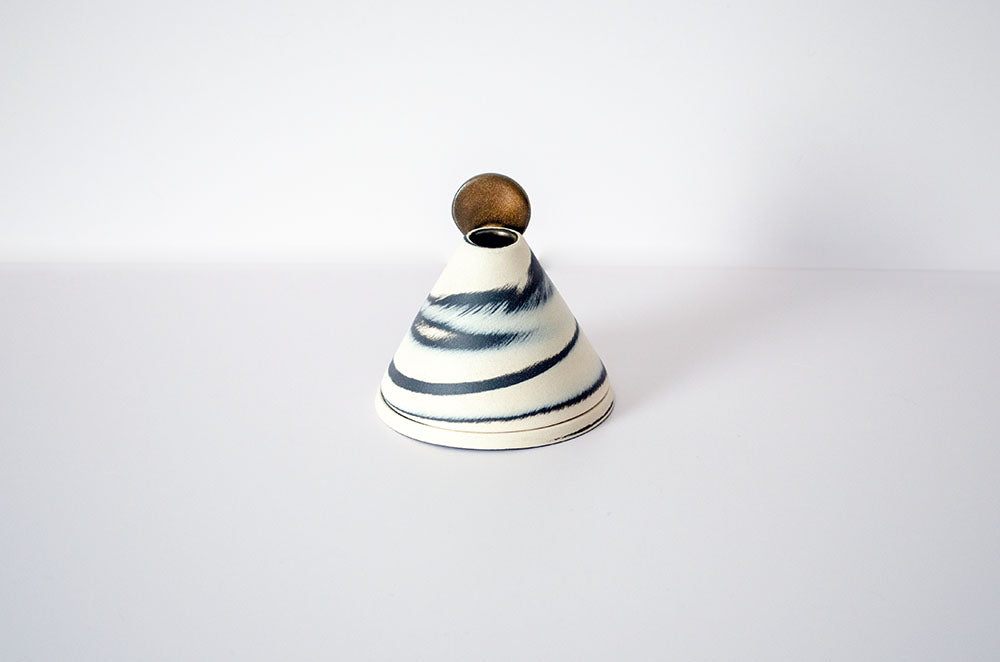 Incense holder with rusty moon on mountain