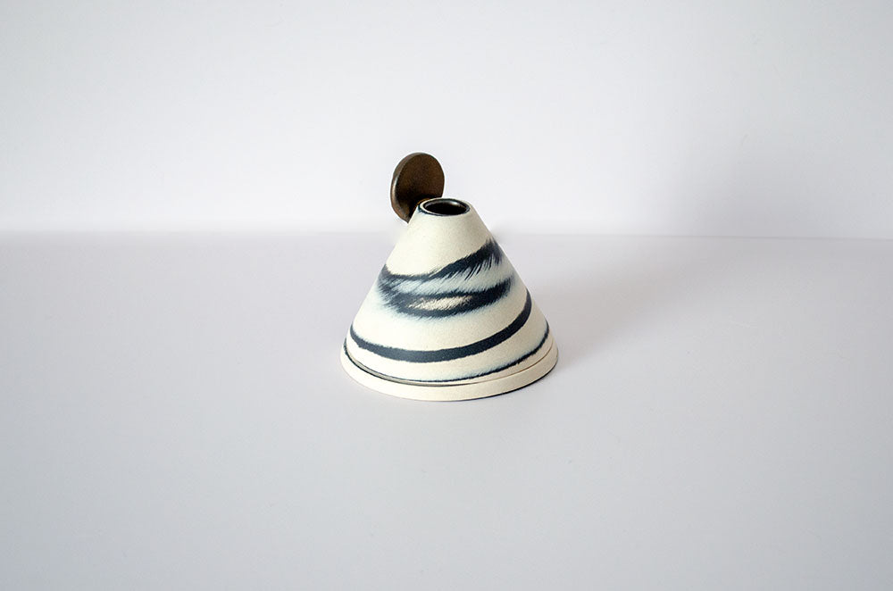 Incense holder with rusty moon on mountain