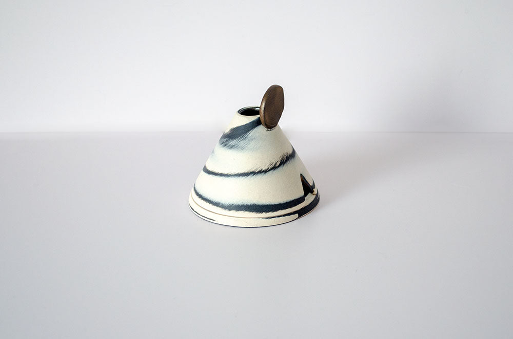 Incense holder with rusty moon on mountain