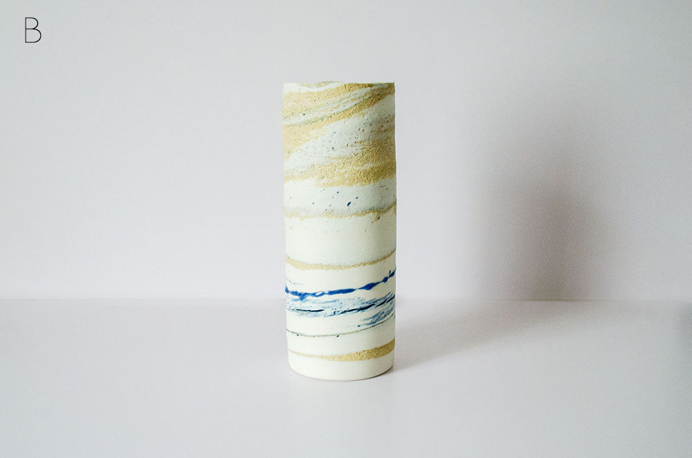 Blue Glaze "Seashore" Nerikomi Vase