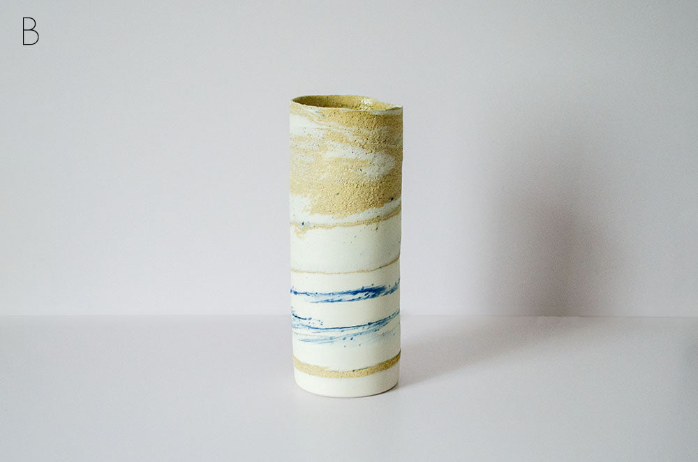 Blue Glaze "Seashore" Nerikomi Vase