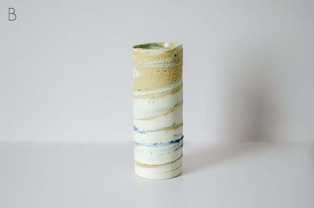 Blue Glaze "Seashore" Nerikomi Vase