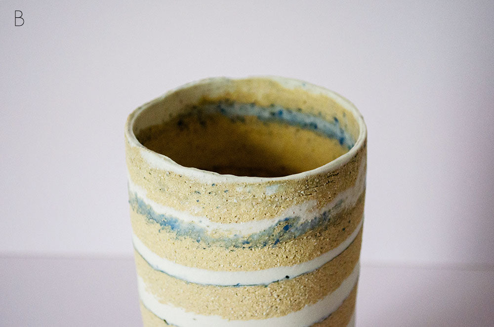 Blue Glaze "Seashore" Nerikomi Vase