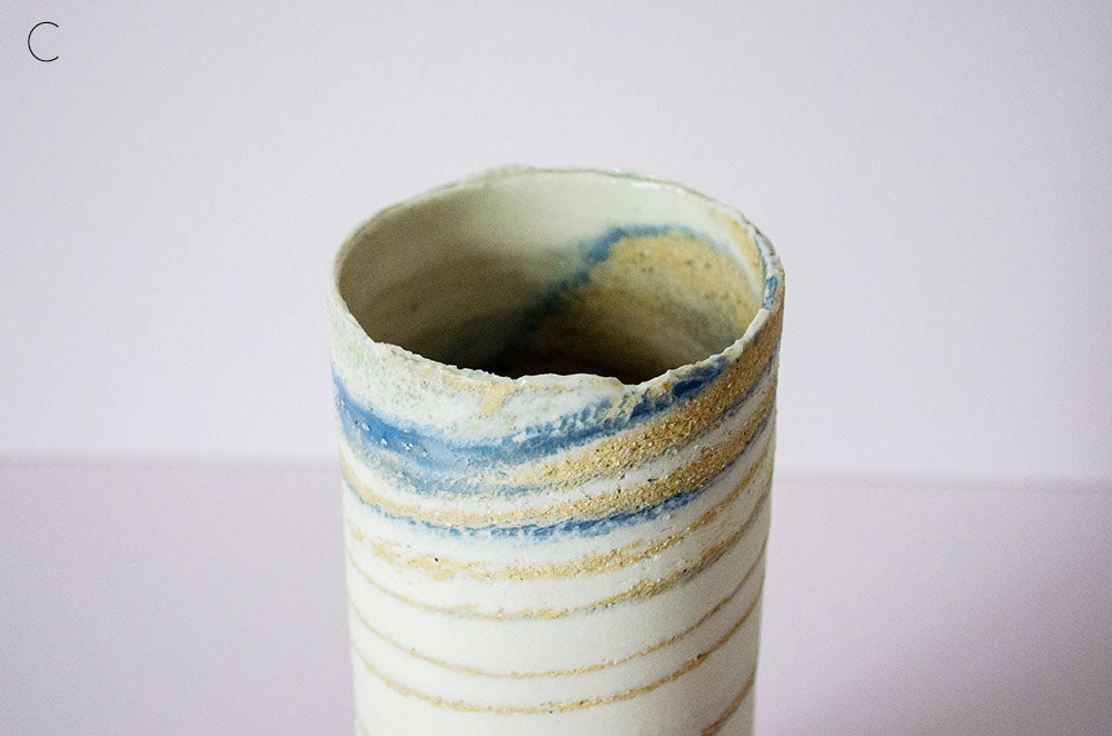 Blue Glaze "Seashore" Nerikomi Vase