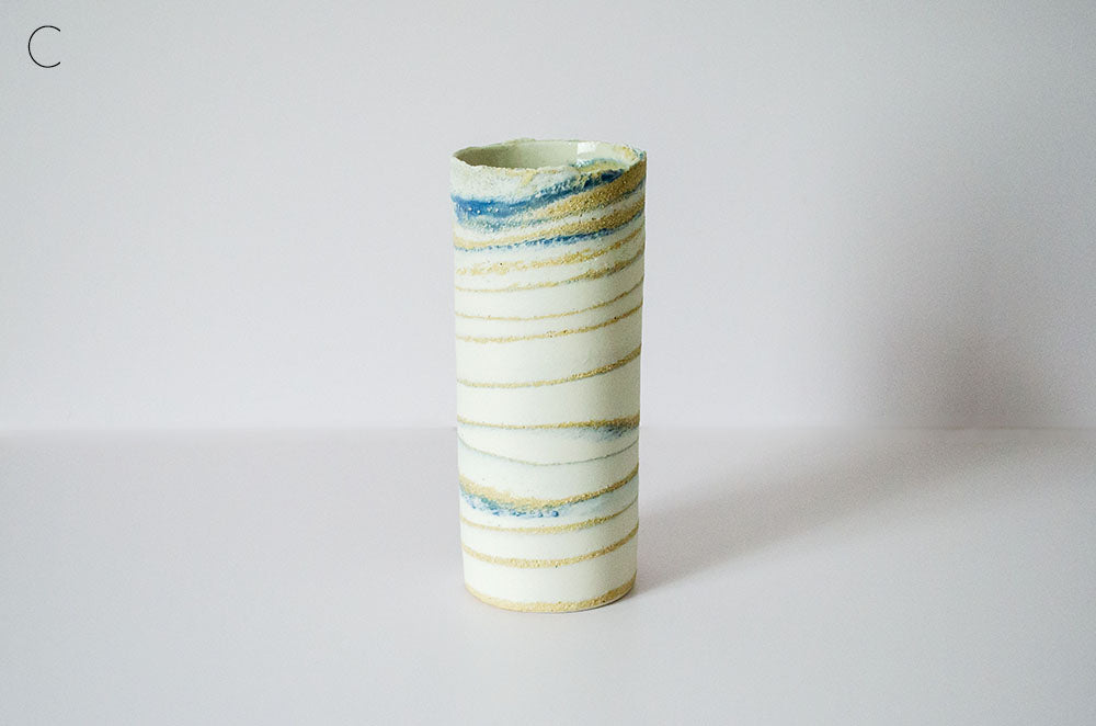 Blue Glaze "Seashore" Nerikomi Vase