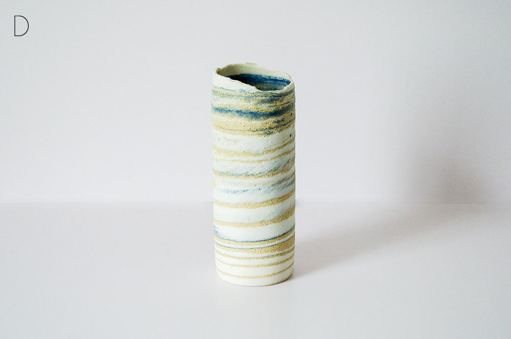 Blue Glaze "Seashore" Nerikomi Vase