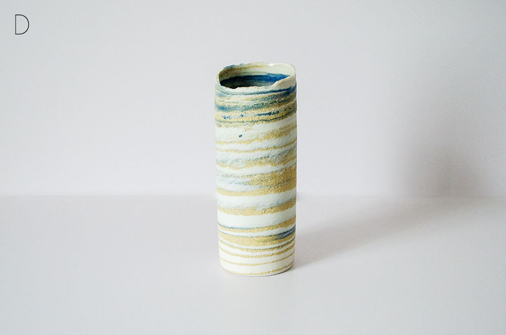 Blue Glaze "Seashore" Nerikomi Vase