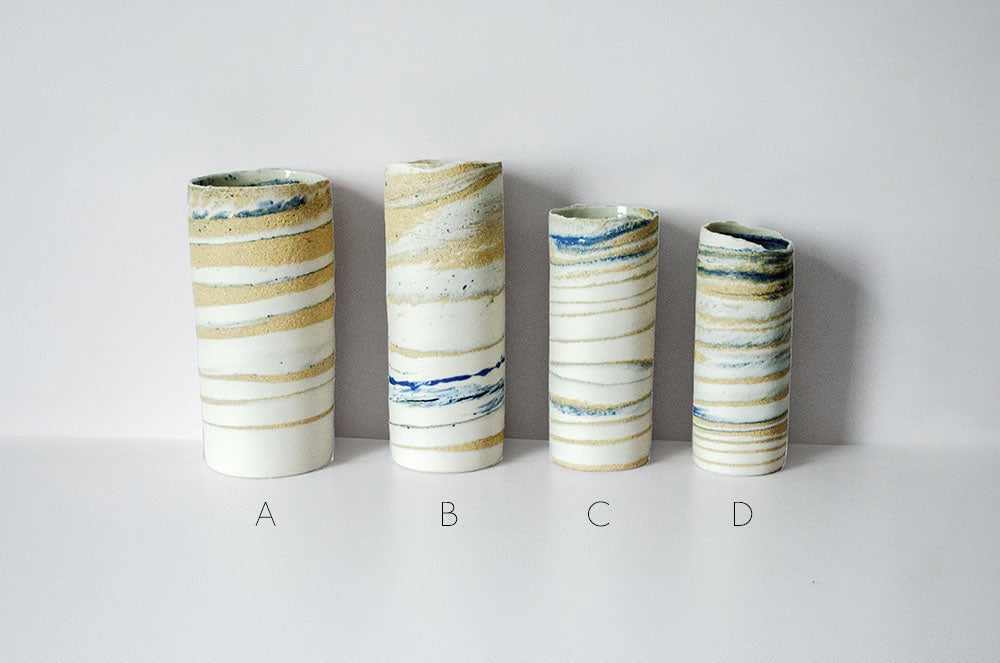 Blue Glaze "Seashore" Nerikomi Vase