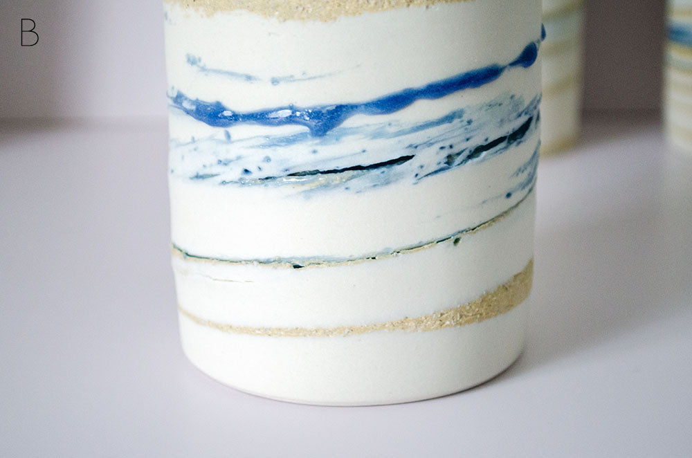 Blue Glaze "Seashore" Nerikomi Vase