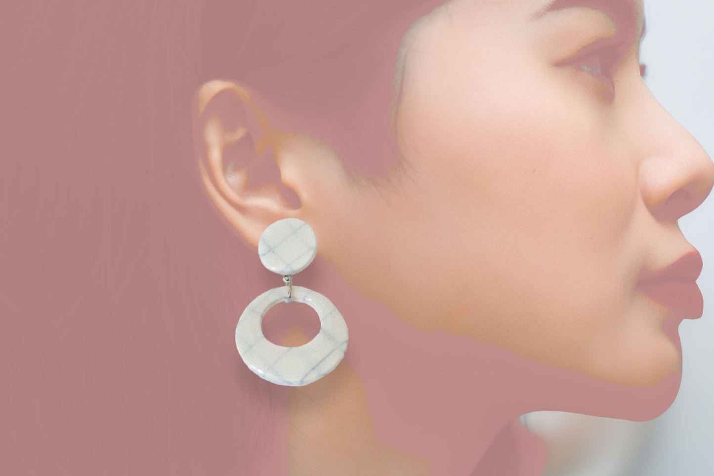 Nerikomi Crescent Hoop Earrings