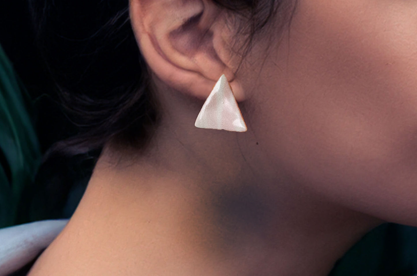 Pink Triangle Nerikomi Porcelain Earrings