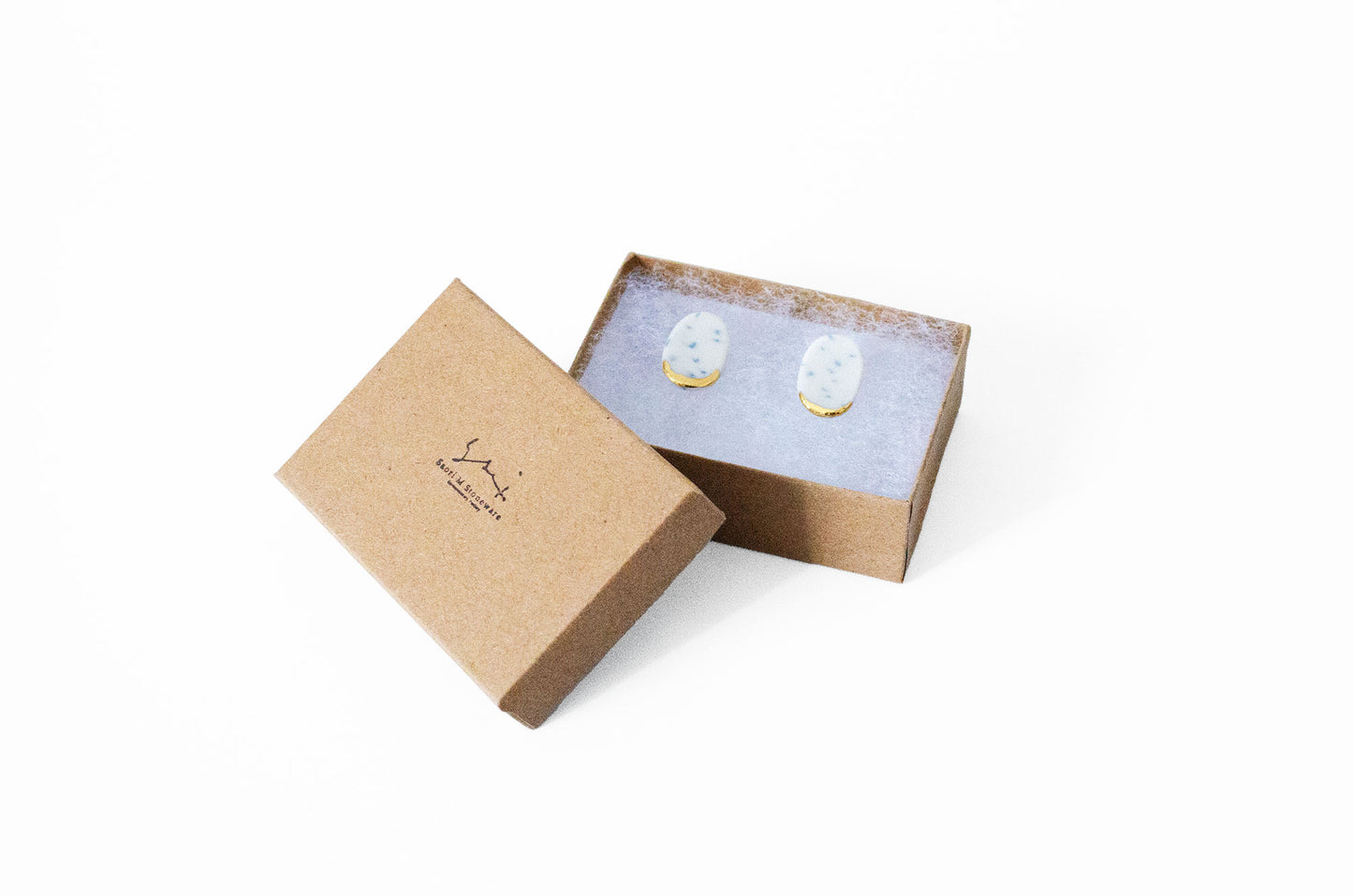 Gilded Nerikomi Porcelain Earrings