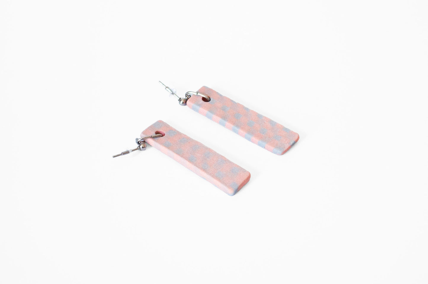 Nerikomi Gingham Rectangular Earrings