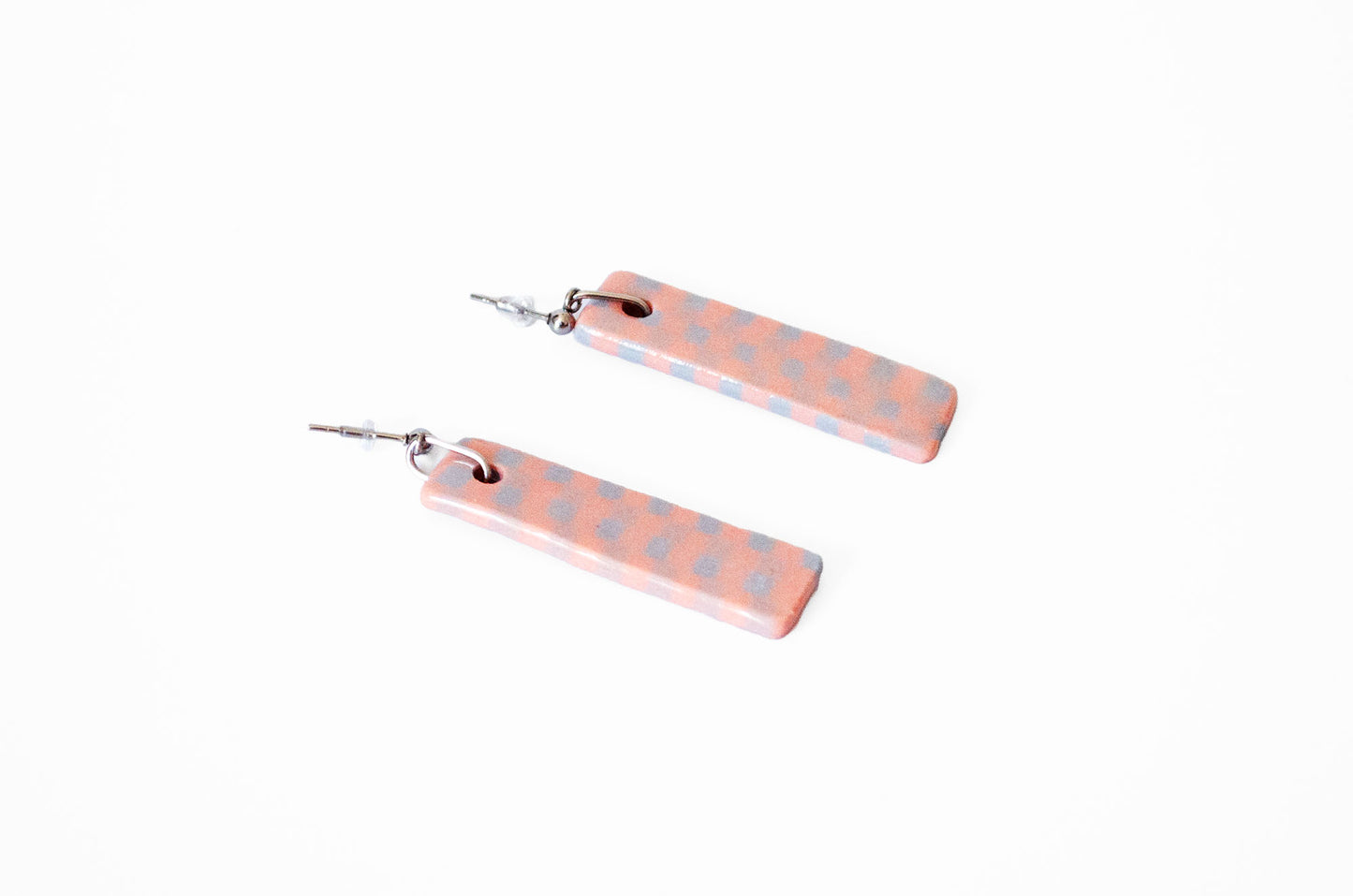 Nerikomi Gingham Rectangular Earrings