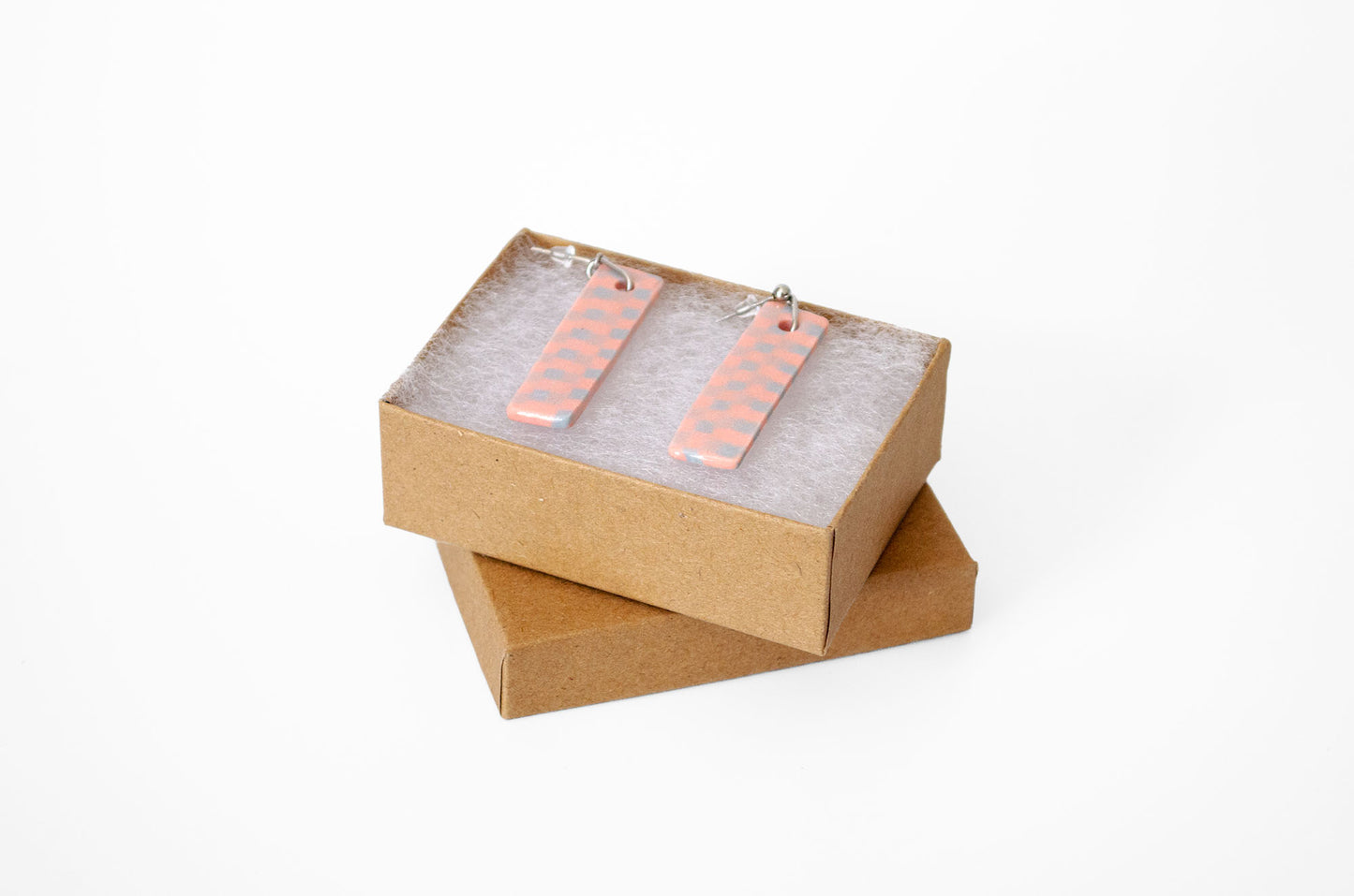 Nerikomi Gingham Rectangular Earrings