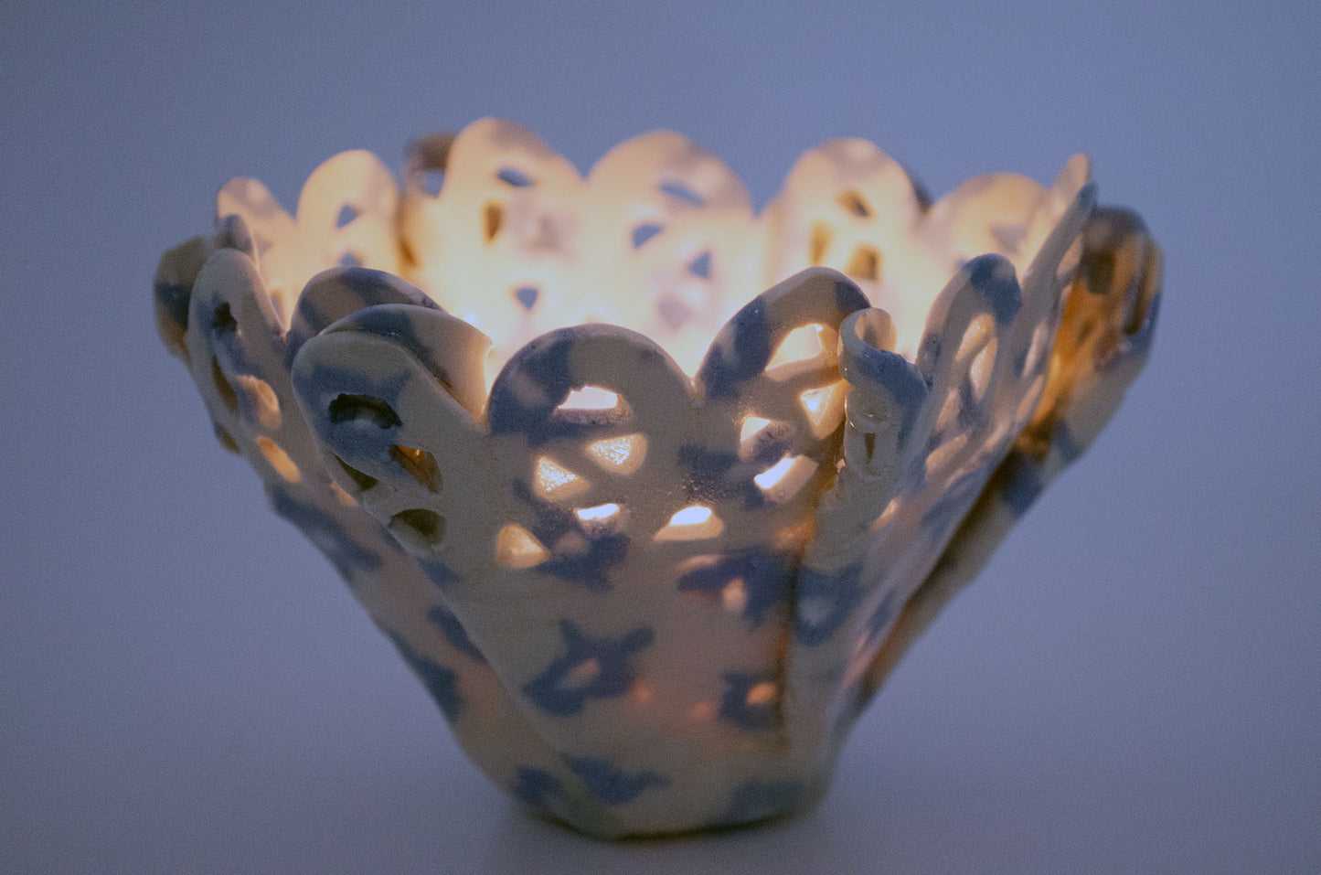 Nerikomi Floral Pattern Lace Candle Holder