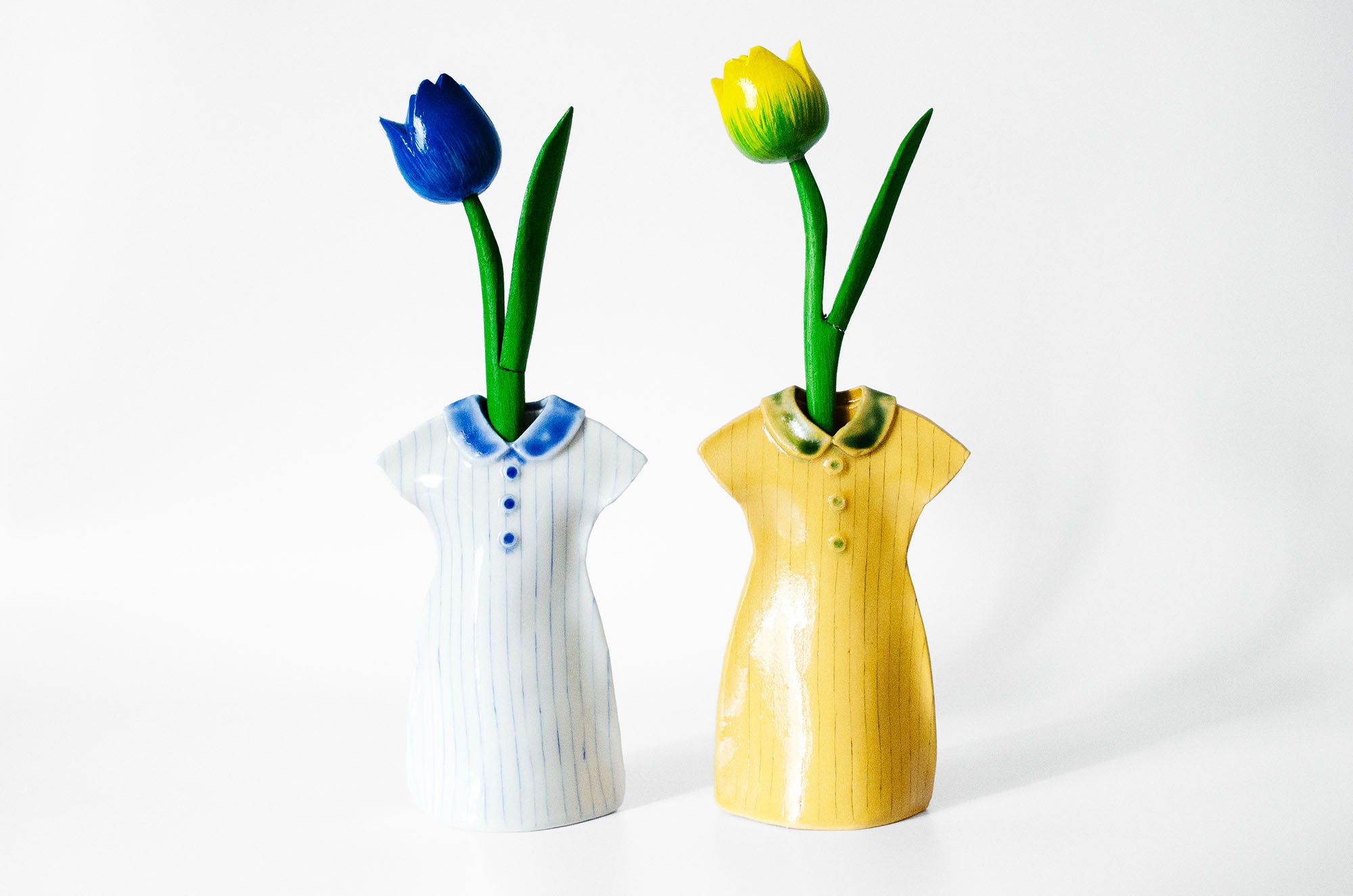 Nerikomi Porcelain Dress Shape Bud Vase