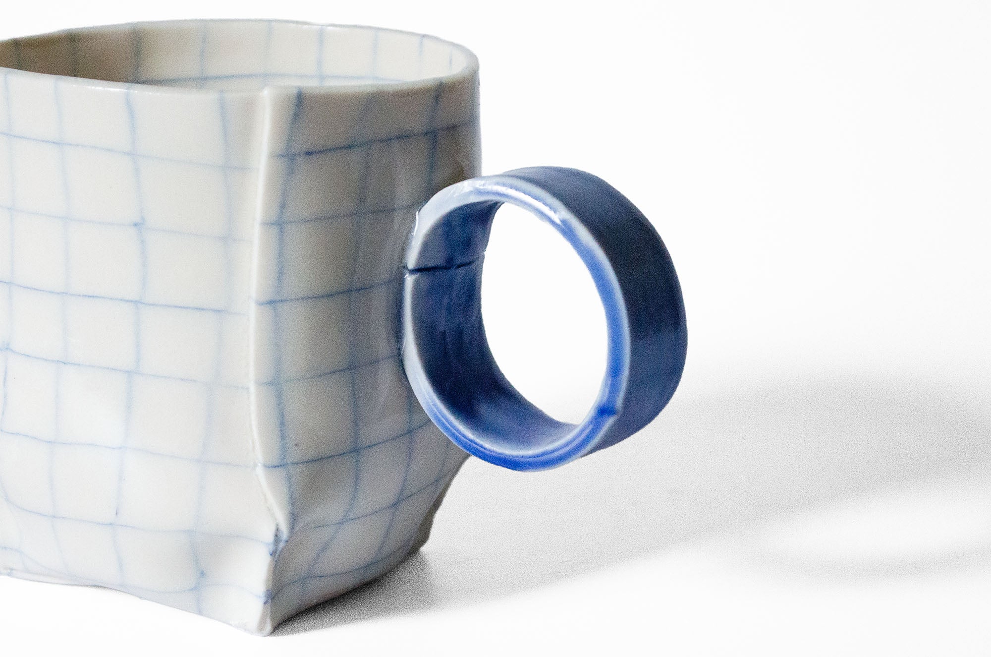 Nerikomi Check Pattern Origami Mug