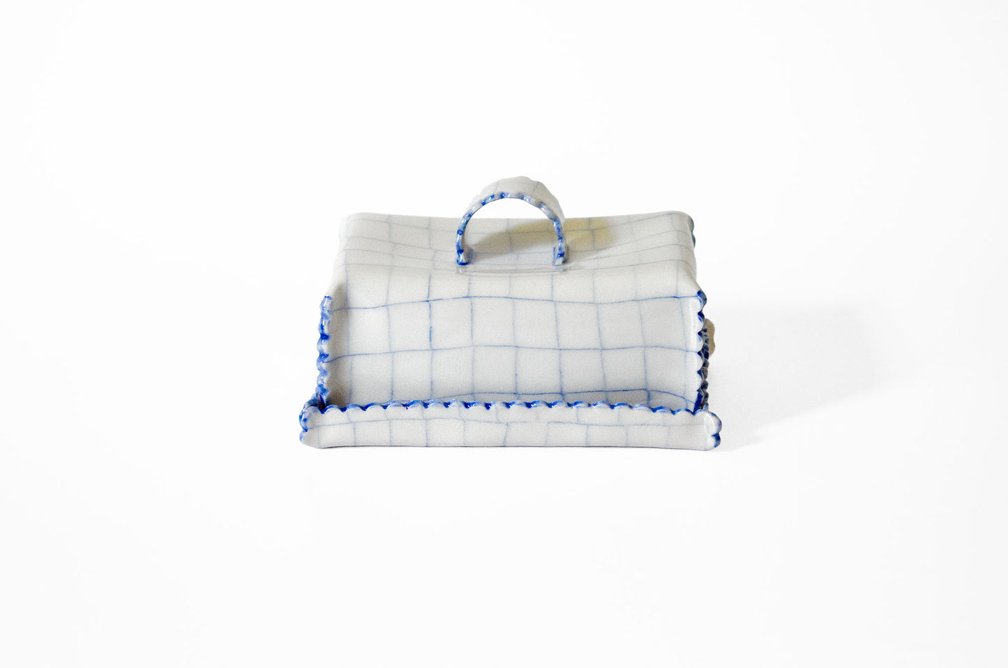 Nerikomi Check Pattern Butter Dish with Lid