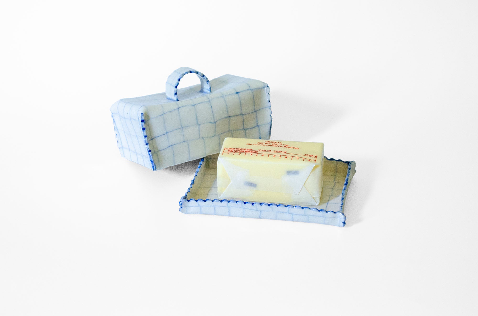 Nerikomi Check Pattern Butter Dish with Lid