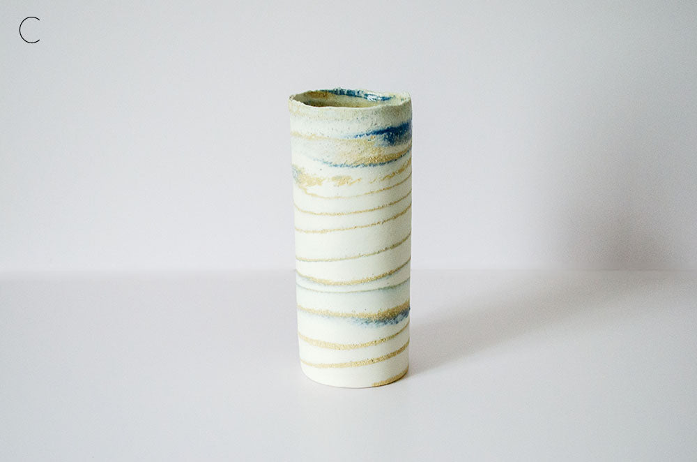 Blue Glaze "Seashore" Nerikomi Vase