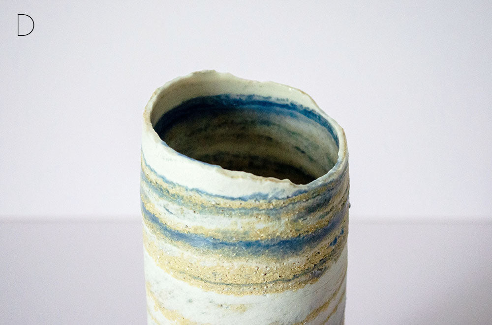 Blue Glaze "Seashore" Nerikomi Vase