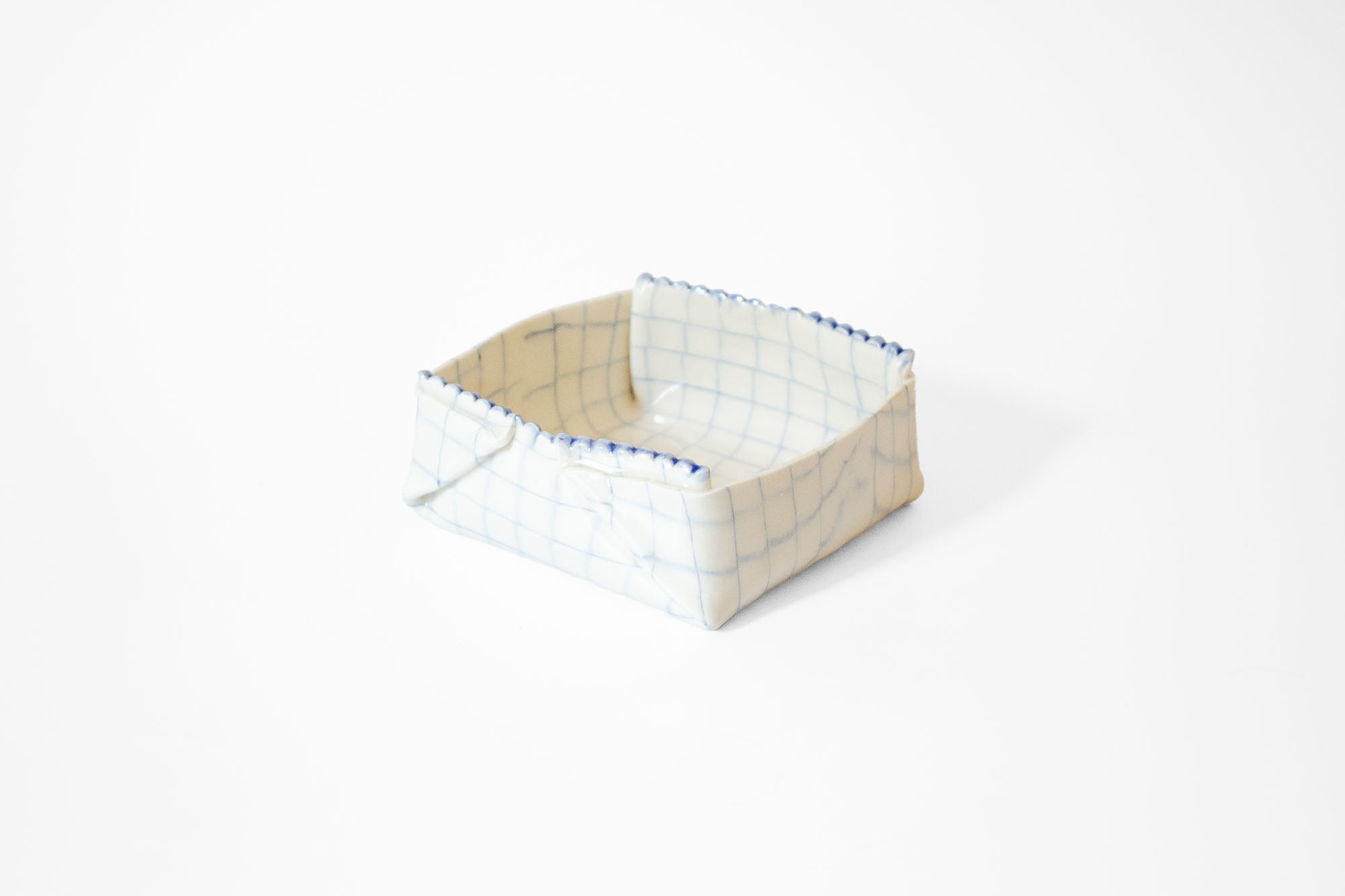 Nerikomi Check Pattern Origami Box Bowl