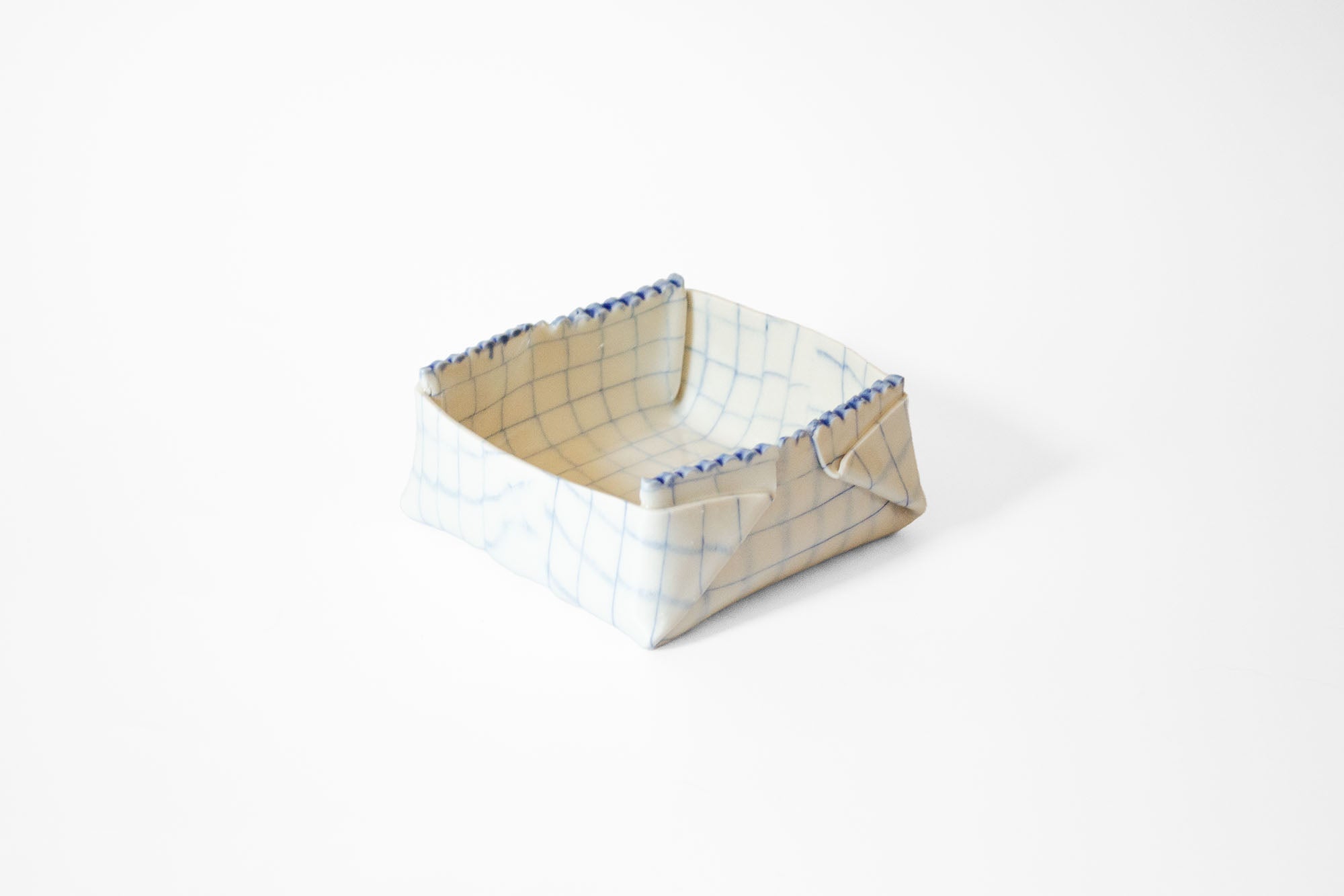 Nerikomi Check Pattern Origami Box Bowl