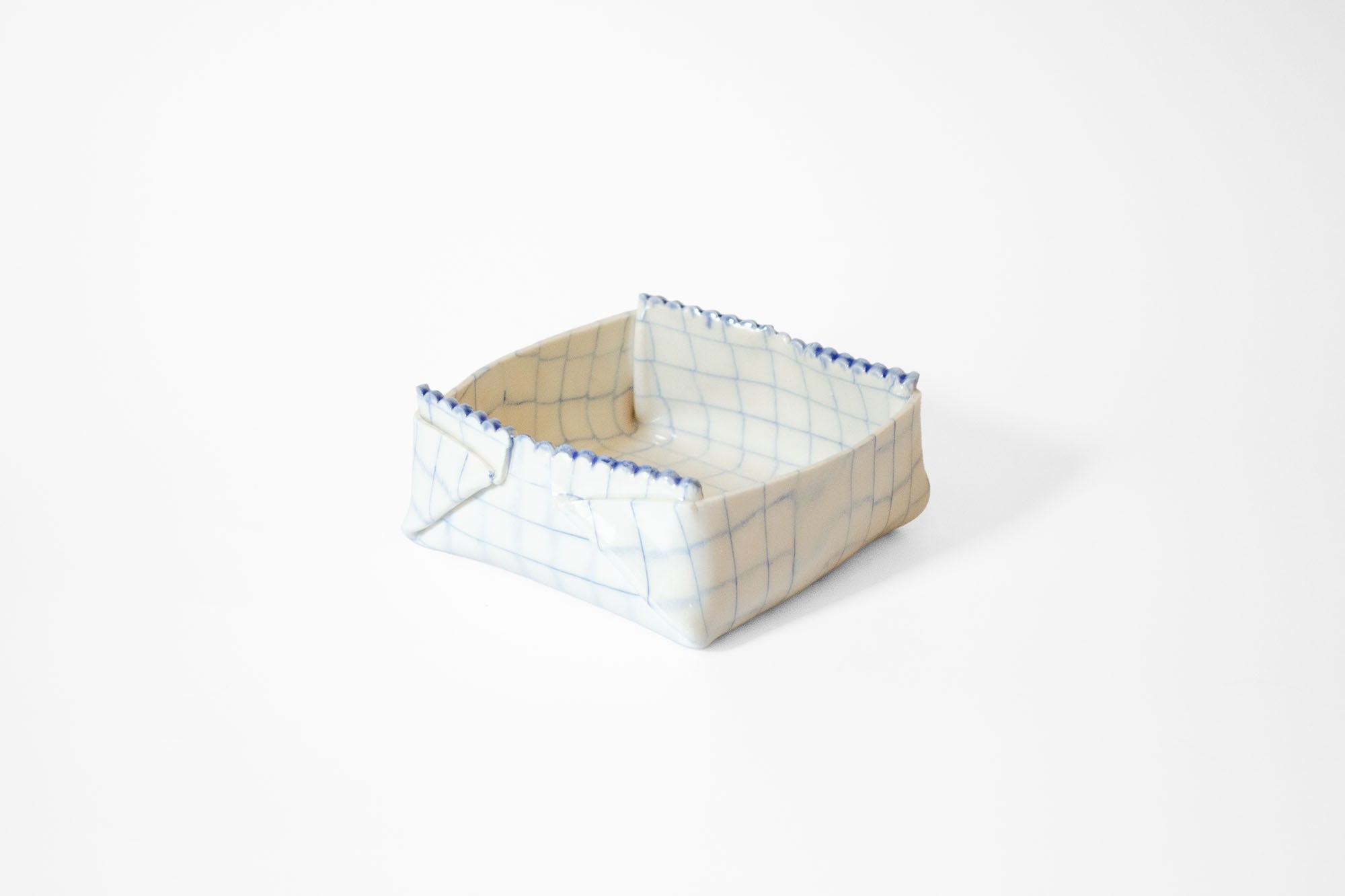 Nerikomi Check Pattern Origami Box Bowl