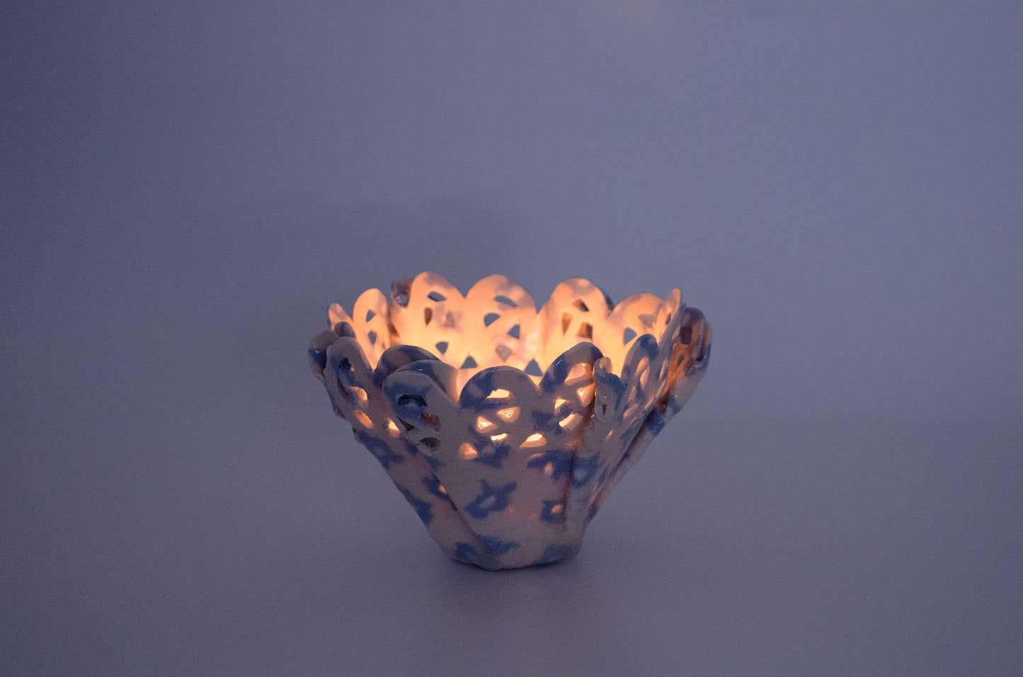 Nerikomi Floral Pattern Lace Candle Holder