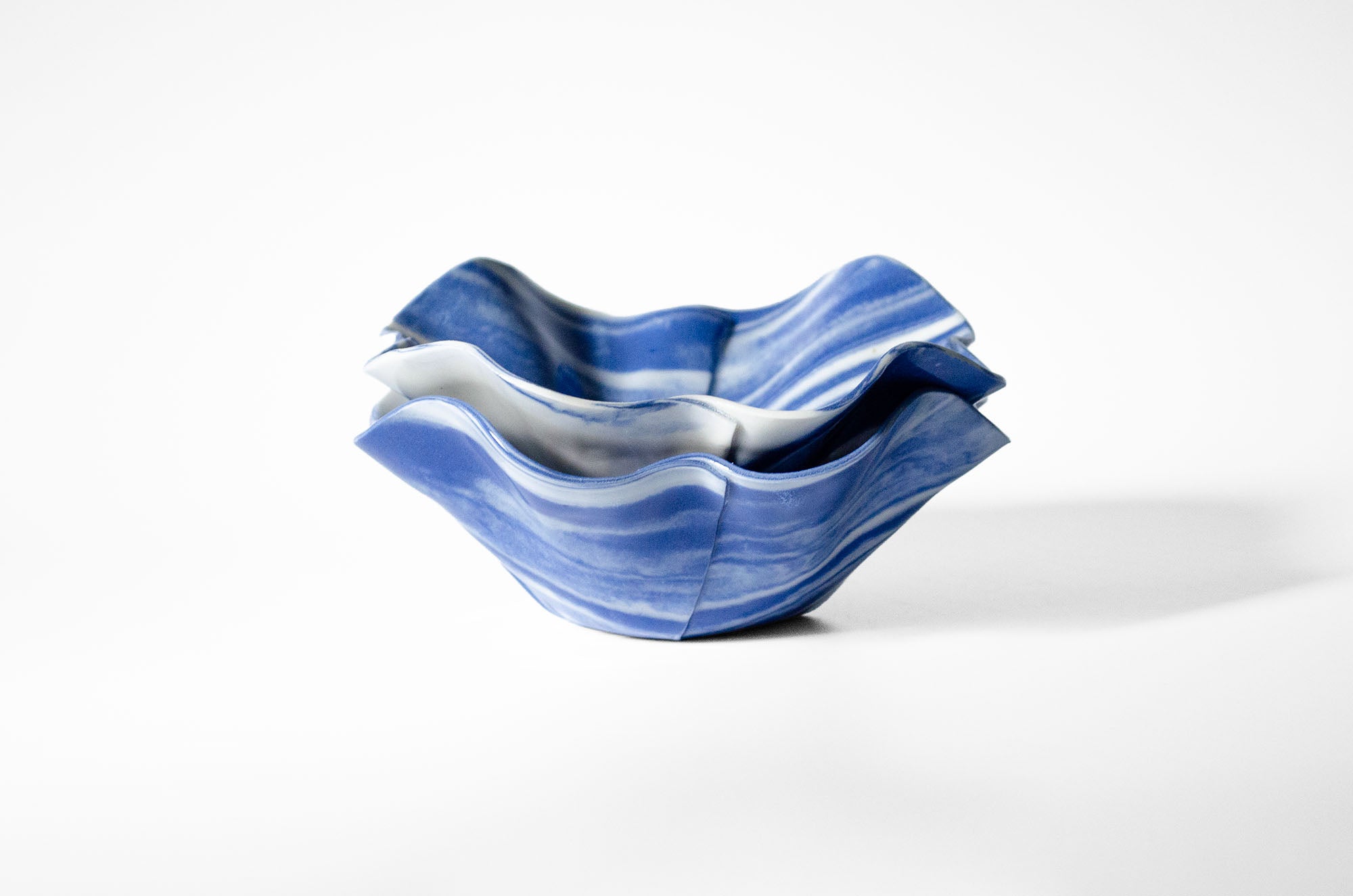 Origami Pottery Neriage Ruffle Bowl