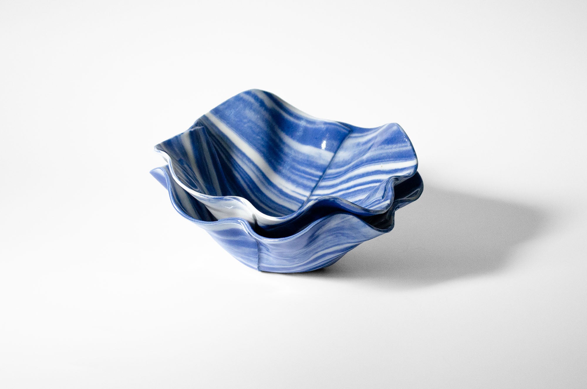 Origami Pottery Neriage Ruffle Bowl
