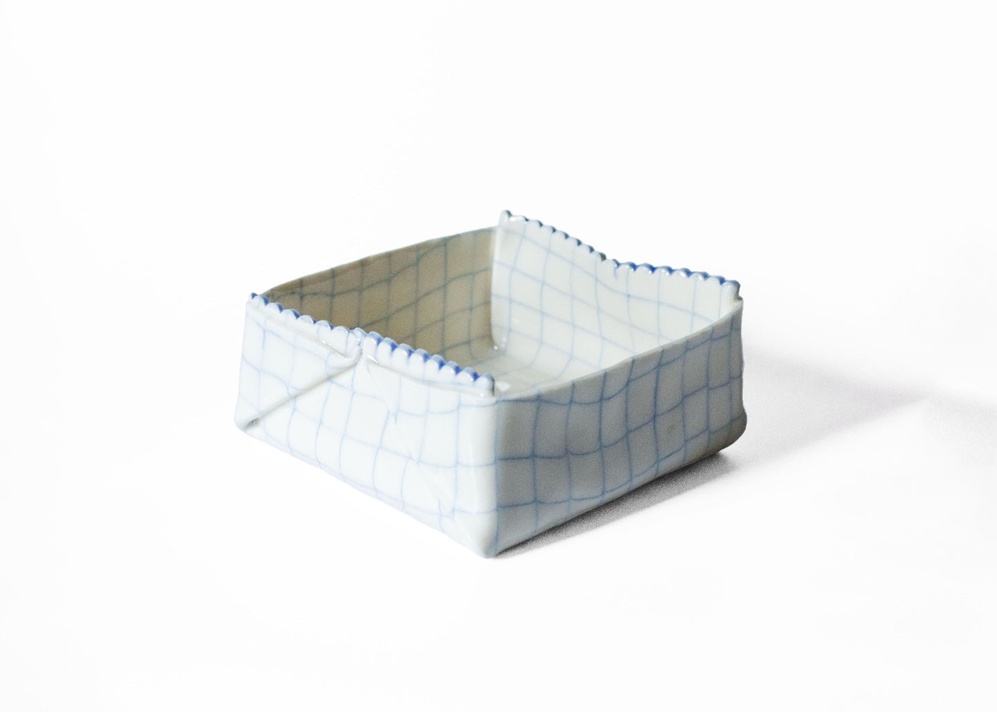 Nerikomi Check Pattern Origami Box Bowl