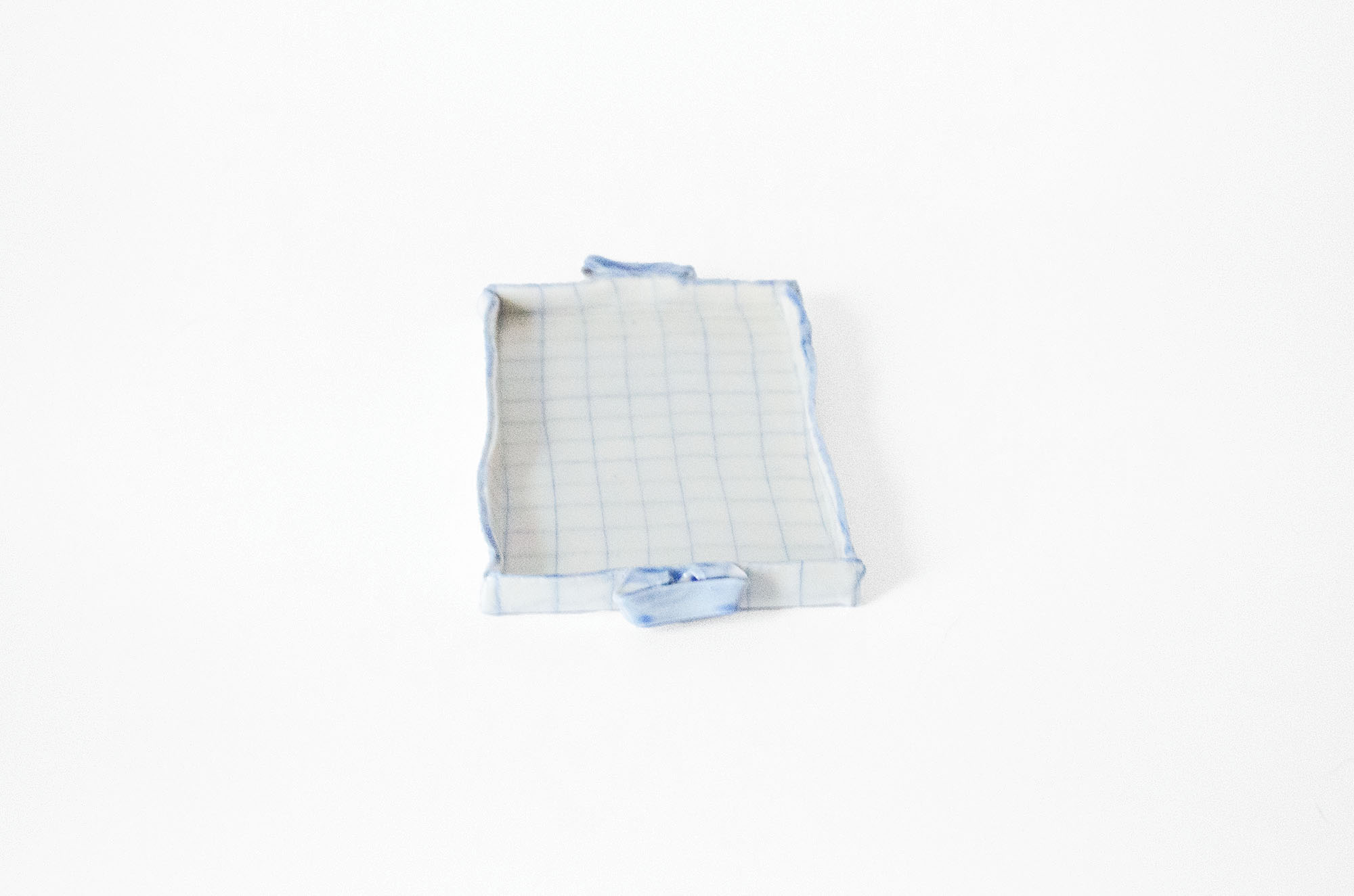 Nerikomi Check Pattern Origami Tea Plate